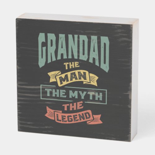 Mens Grandad The Legend Grandpa Gift Wooden Box Sign