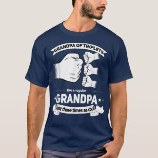 Mens Grandfather of Triplets Announcement Grandpa T-Shirt