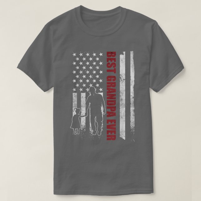 Mens Grandpa and Granddaughter US Flag Grandfather T-Shirt (Design Front)