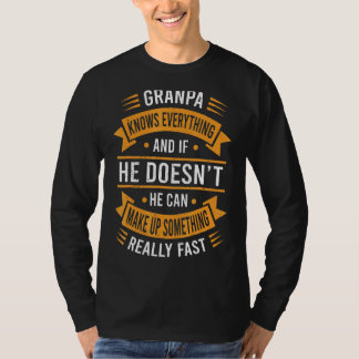 Mens Grandpa Knows Everything   Grandpa Fathers Da T-Shirt