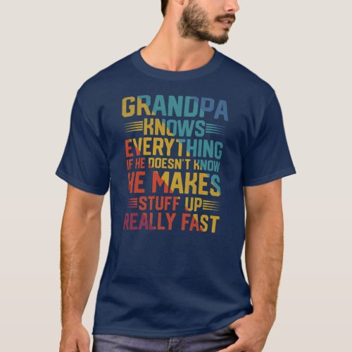 Mens Grandpa Knows Everything Vintage Fathers T_Shirt
