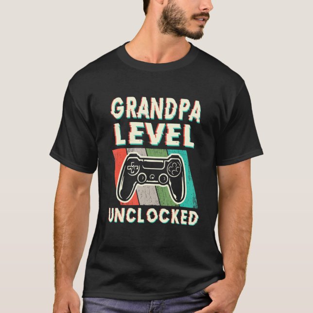 Mens Grandpa Level Unlocked Leveled Up To Grandpa  T-Shirt (Front)