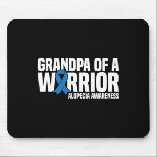 Mens Grandpa of a Warrior Blue Ribbon Alopecia Awa Mouse Pad