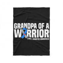 Mens Grandpa Of A Warrior Type 1 Diabetes Awarenes Fleece Blanket