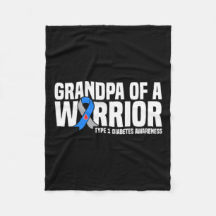 Mens Grandpa Of A Warrior Type 1 Diabetes Awarenes Fleece Blanket