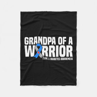 Mens Grandpa Of A Warrior Type 1 Diabetes Awarenes Fleece Blanket