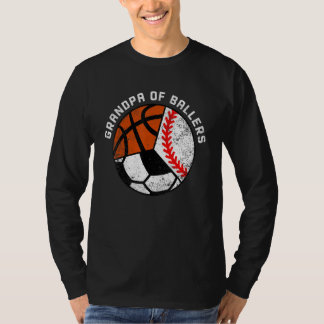 Mens Grandpa Of Ballers   Baseball Soccer Basketba T-Shirt