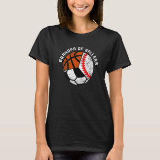 Mens Grandpa Of Ballers  Baseball Soccer Basketbal T-Shirt
