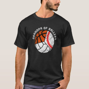 Mens Grandpa Of Ballers Baseball Volleyball Baske T-Shirt