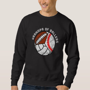 Mens Grandpa Of Ballers Baseball Volleyball Footb Sweatshirt