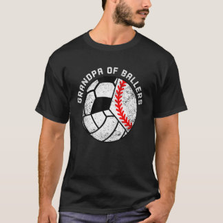 Mens Grandpa Of Ballers   Baseball Volleyball Socc T-Shirt