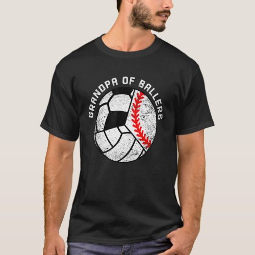 Mens Grandpa Of Ballers   Baseball Volleyball Socc T_Shirt