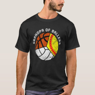 Mens Grandpa Of Ballers   Softball Volleyball Bask T-Shirt