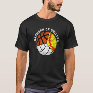 Mens Grandpa Of Ballers  Softball Volleyball Baske T-Shirt