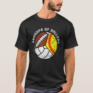 Mens Grandpa Of Ballers  Softball Volleyball Footb T-Shirt