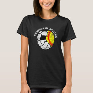 Mens Grandpa Of Ballers  Softball Volleyball Socce T-Shirt
