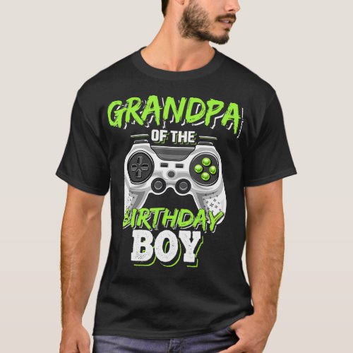 Mens Grandpa of the Birthday Boy Matching Video Ga T_Shirt