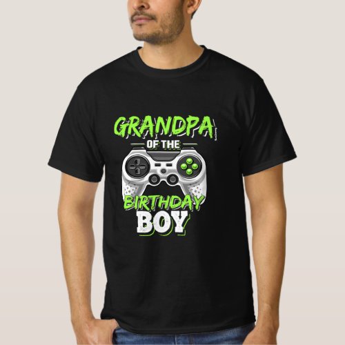 Mens Grandpa of the Birthday Boy Matching Video Ga T_Shirt