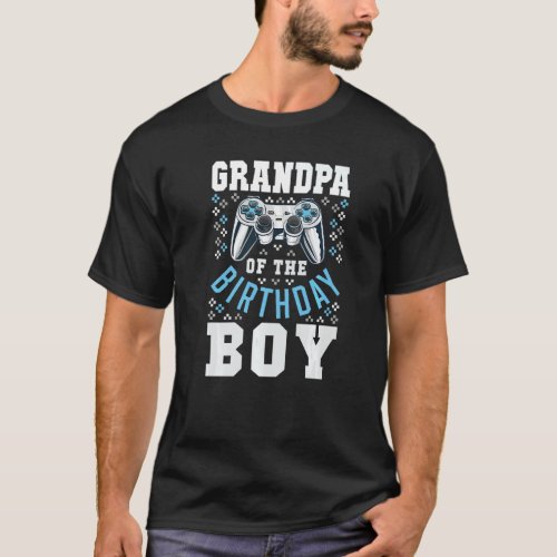 Mens Grandpa Of The Birthday Boy Matching Video Ga T_Shirt