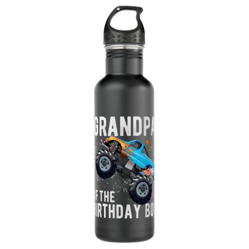 Mens Grandpa Of The Birthday Boy Monster Truck Stainless Steel Water Bottle