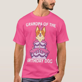 Mens Grandpa Of The Birthday Dog Birthday Corgi Do T-Shirt