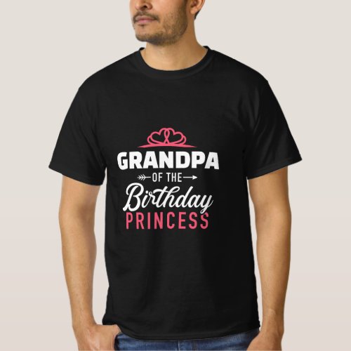 Mens Grandpa of the birthday girl princess  T_Shirt