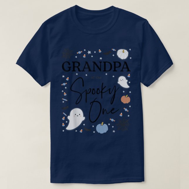 Mens Grandpa of the Spooky One First Birthday Boy  T-Shirt (Design Front)