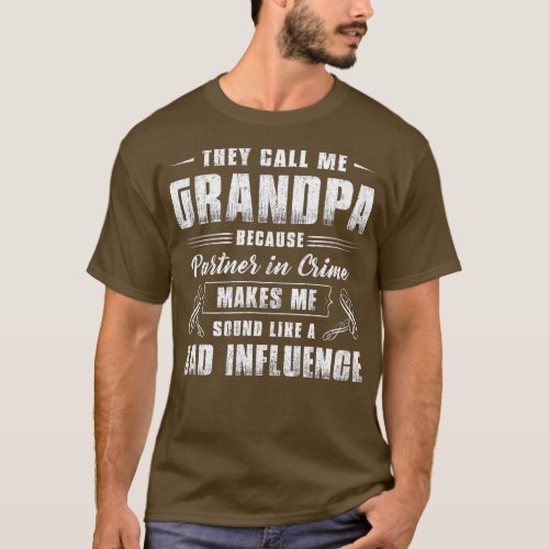 Mens Grandpa Partner In Crime  Funny Grandpa Fathe T_Shirt