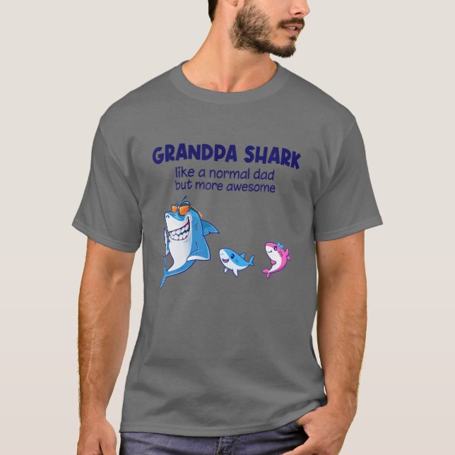Mens Grandpa Shark Like A Normal Shark But More Aw T-Shirt (Front)