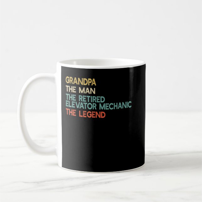 Mens Grandpa The Man The Retired Elevator Mechanic Coffee Mug (Left)