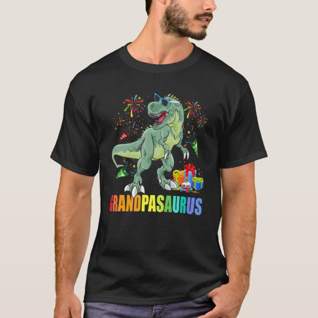 Mens Grandpasaurus Birthday Rex Dinosaur Grandpa S T-Shirt (Front)