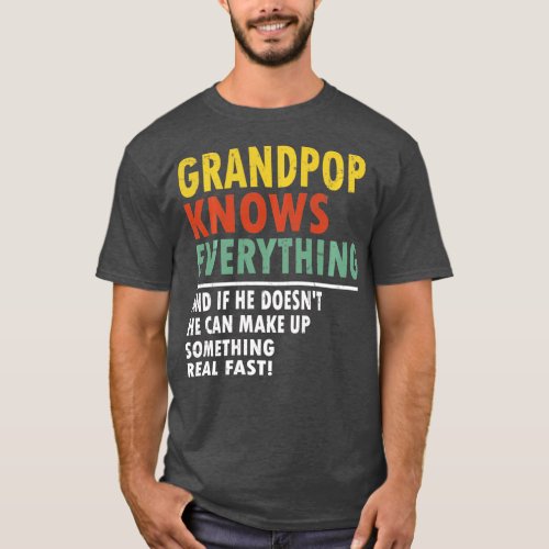 Mens Grandpop Knows Everything Fathers Day Grandpo T_Shirt