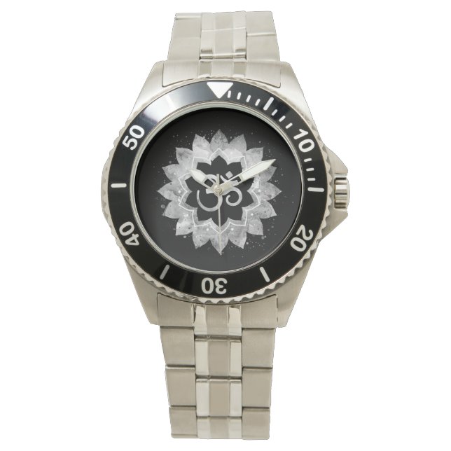 *~* Men's Gray Aum OM Meditative Mandala Watch (Front)
