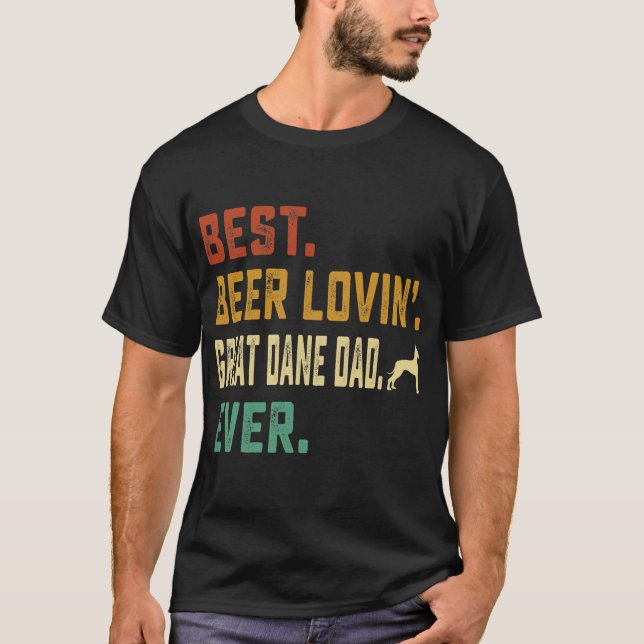 Mens Great Dane Lover Best Beer Loving Great Dane T-Shirt (Front)