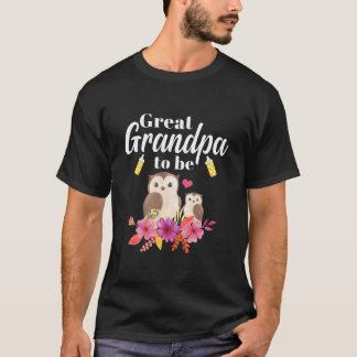 Mens Great Grandpa To Be Owl Baby Shower T-Shirt