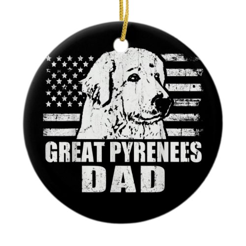 Mens Great Pyrenees Dad Cool Vintage Retro Proud Ceramic Ornament