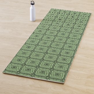 Mens Green And Black Mexican Tile Pattern Yoga Mat