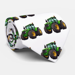 Men's Green Farm Tractor Neck Tie