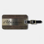 Men&#39;s Grey Corduroy And Steel Image Luggage Tag