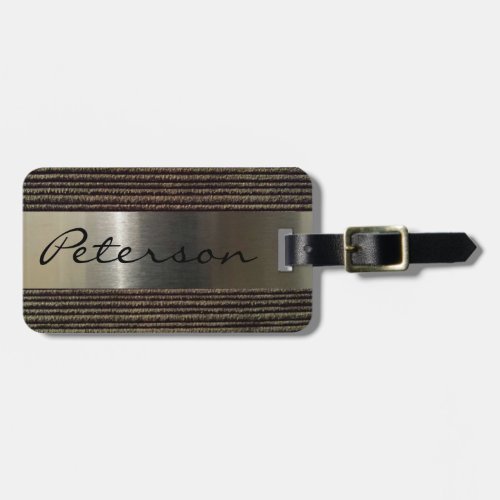 Mens Grey Corduroy And Steel Image Luggage Tag