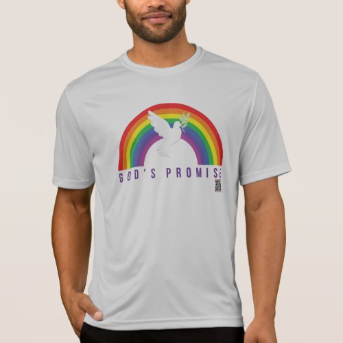 Mens Grey Sport Tek Shirt Rainbow Truth Dove 