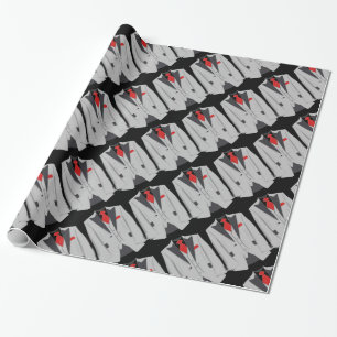 Men's Grey Suit and Red Tie Wrapping Paper
