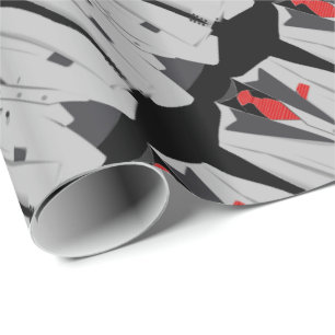 Men's Grey Suit and Red Tie Wrapping Paper