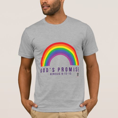 Mens Grey T_Shirt Rainbow Gods Promise