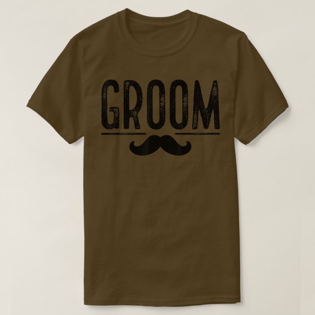 Mens Groom Bachelor PartyWith Moustache Light  T-Shirt (Design Front)