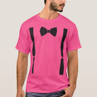 Mens Groom Bow Tie and Suspender T-Shirt