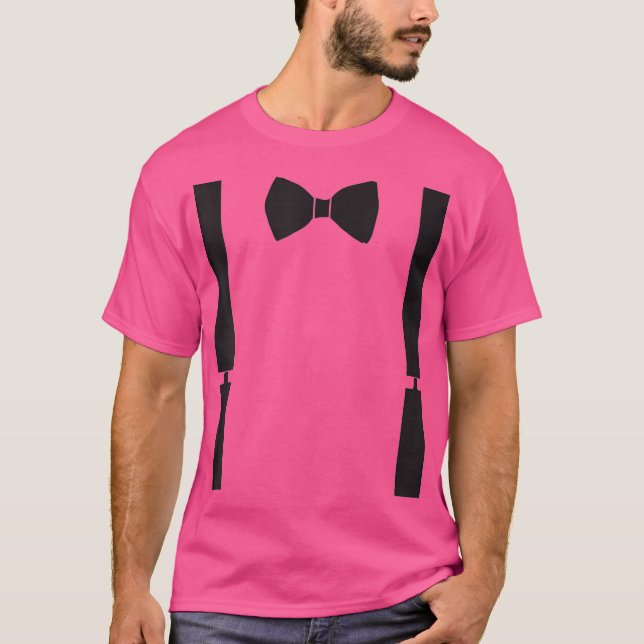Mens Groom Bow Tie and Suspender T-Shirt (Front)