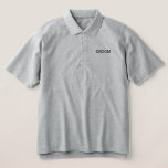 Mens Groom Classic Polo Shirt<br><div class="desc">This lovely classic polo shirt for the Groom is shown in the heather grey color with black embroidered letters.
Customize this item or buy as shown.</div>