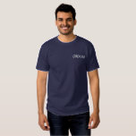 Men's Groom Embroidered T-Shirt<br><div class="desc">For the Groom shown is a navy-blue t-shirt to relax in. White embroidered text on the front left chest area.
Customize this item or buy as shown.</div>