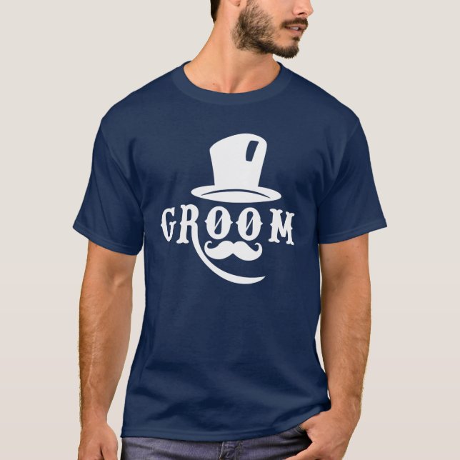 Mens Groom Hat Cute Engagement Wedding Bachelor Pa T-Shirt (Front)